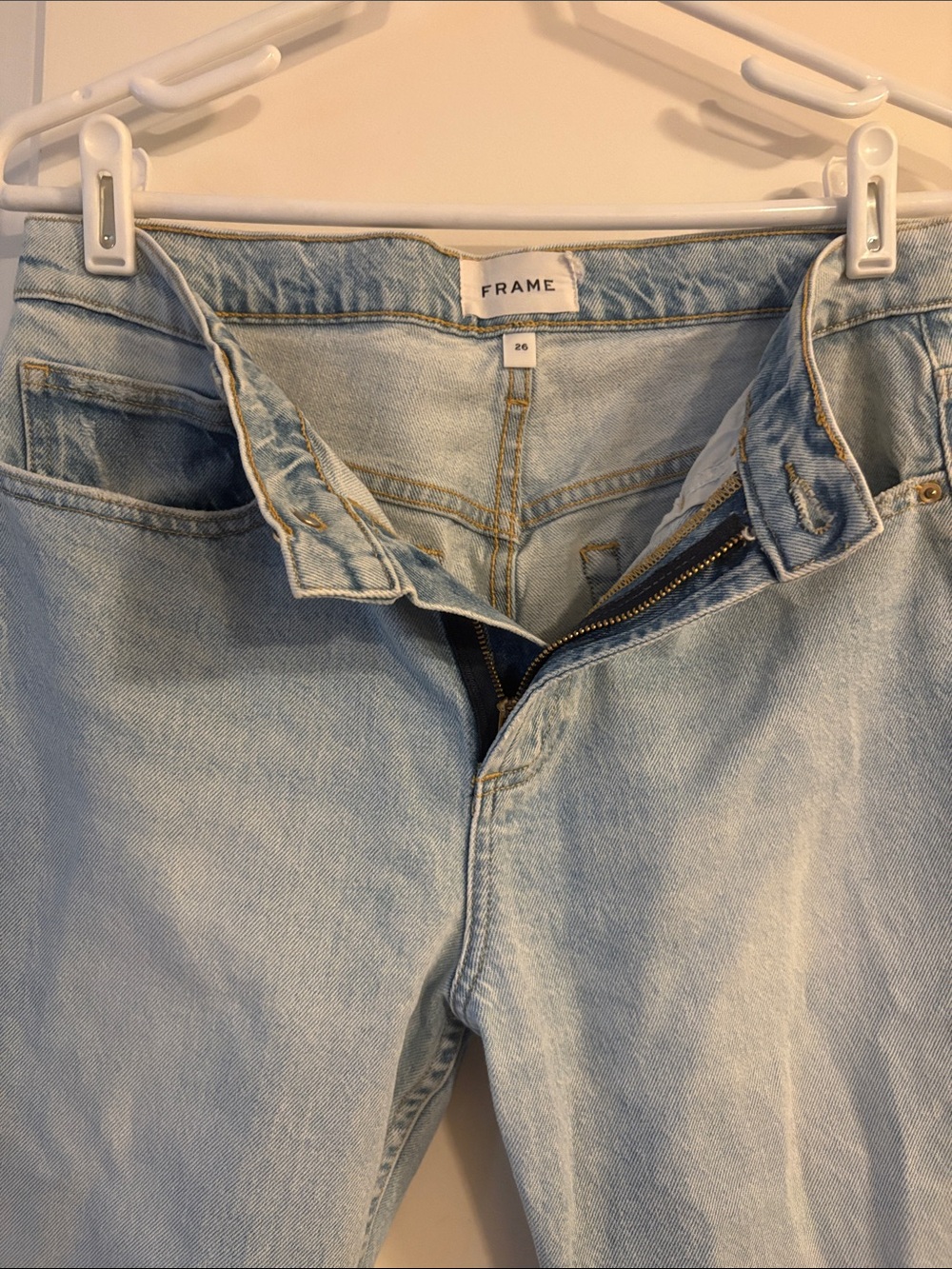 Frame Denim Light Blue Straight-Leg Jeans with Raw Hem - Accepting Offers! - Picture 6 of 6